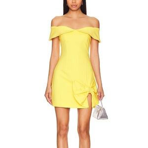 Elliatt Yellow Off-Shoulder with Bow Mini Dress